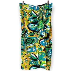 Zara NWT 70s Style Mod Print Floral Swirl Midi Maxi Skirt Slit Detail Size XXL
